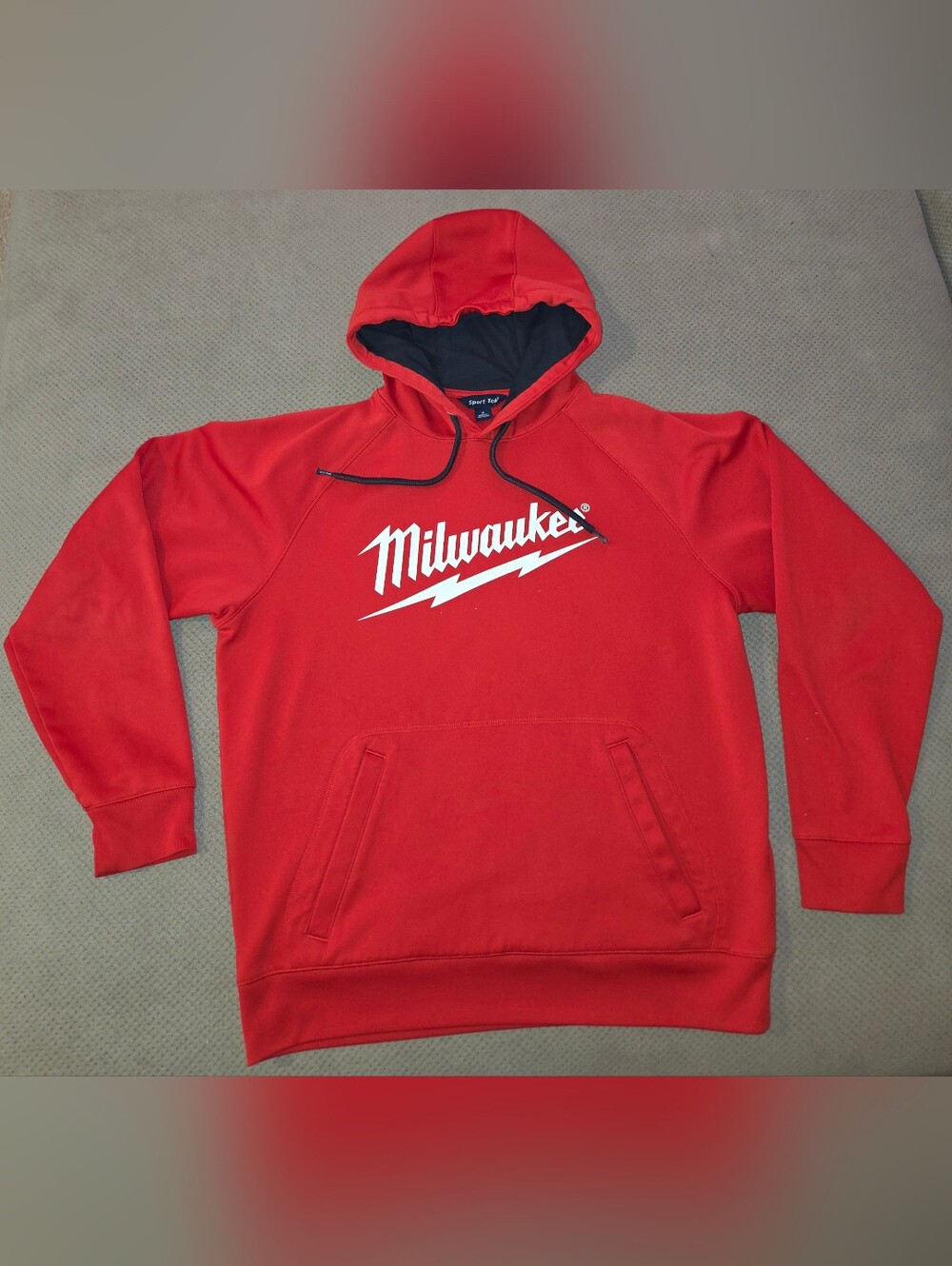 Milwaukee Tools Red Midweight Hoodie Pullover Workwear Logo Sweatshirt Hoodie